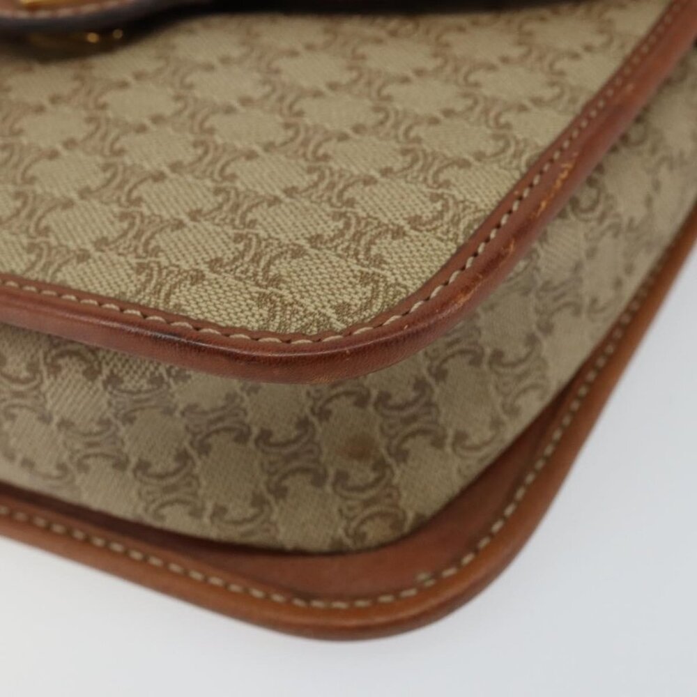 Authentic CELINE Macadam Canvas Shoulder Bag PVC Beige Gold - Picture 2 of 16